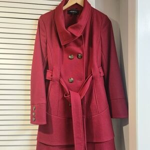 Jones New York Double-Breasted Red Trench Coat